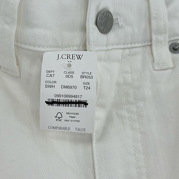NWT J. Crew Womens Ivory Mid-Rise Frayed Hem Wide Leg Crop Pants Size 24T - Picture 7 of 9